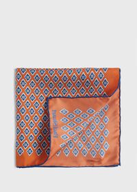 Paul Stuart Printed Silk Diamond Motif Pocket Square, thumbnail 1