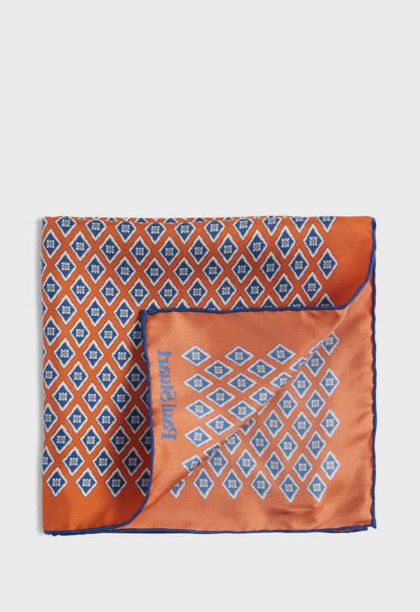 Paul Stuart Printed Silk Diamond Motif Pocket Square, image 1