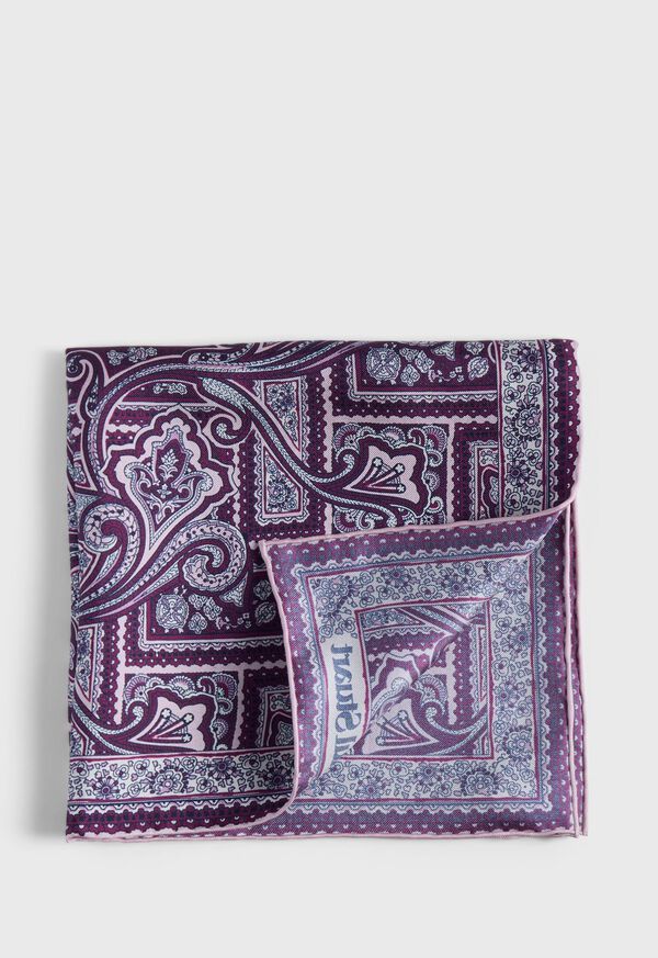 Paul Stuart Printed Silk Paisley Pocket Square, image 1