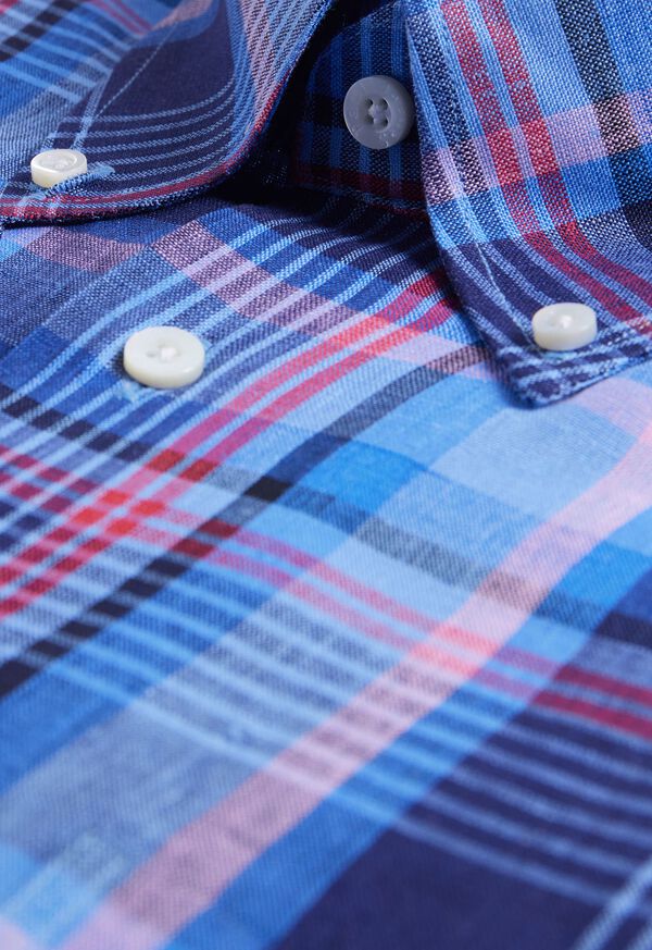 Paul Stuart Linen Plaid Sport Shirt, image 2