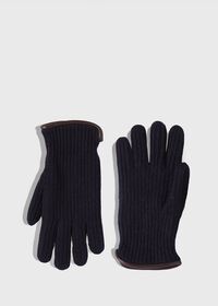 Paul Stuart Cashmere Ribbed Glove with Leather Trim Cuff, thumbnail 1