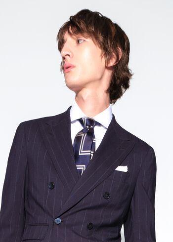 Paul Stuart Woven Silk Deco Zig Zag Tie