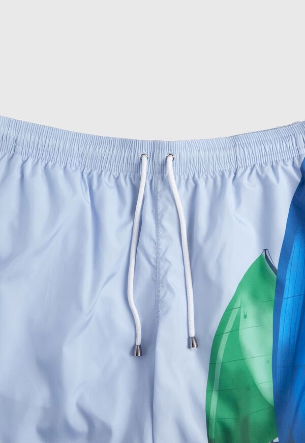 Paul Stuart Blue Sailboat Print Swim Trunk, image 2