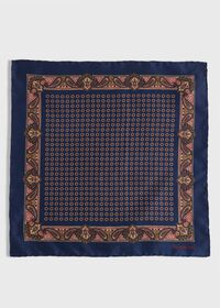 Paul Stuart Printed Silk Medallion and Paisley Pocket Square, thumbnail 3