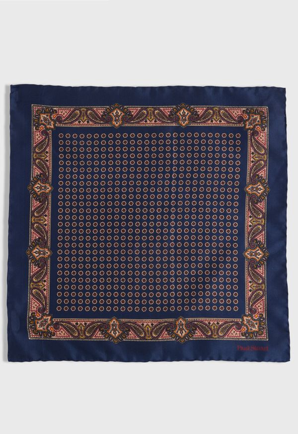 Paul Stuart Printed Silk Medallion and Paisley Pocket Square, image 3