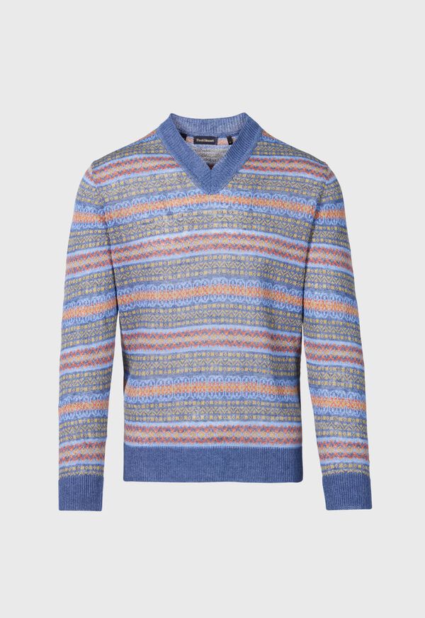Paul Stuart Linen Fair Isle V-neck Sweater, image 1