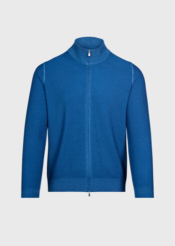 Paul Stuart Wool Rice Stitch Zip Cardigan