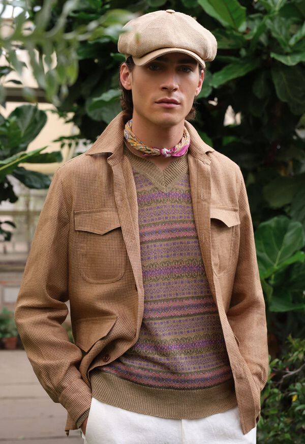 Paul Stuart Linen Houndstooth Safari Jacket, image 5