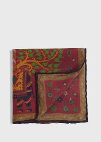 Paul Stuart Printed Tree and Elephant Pocket Square, thumbnail 1