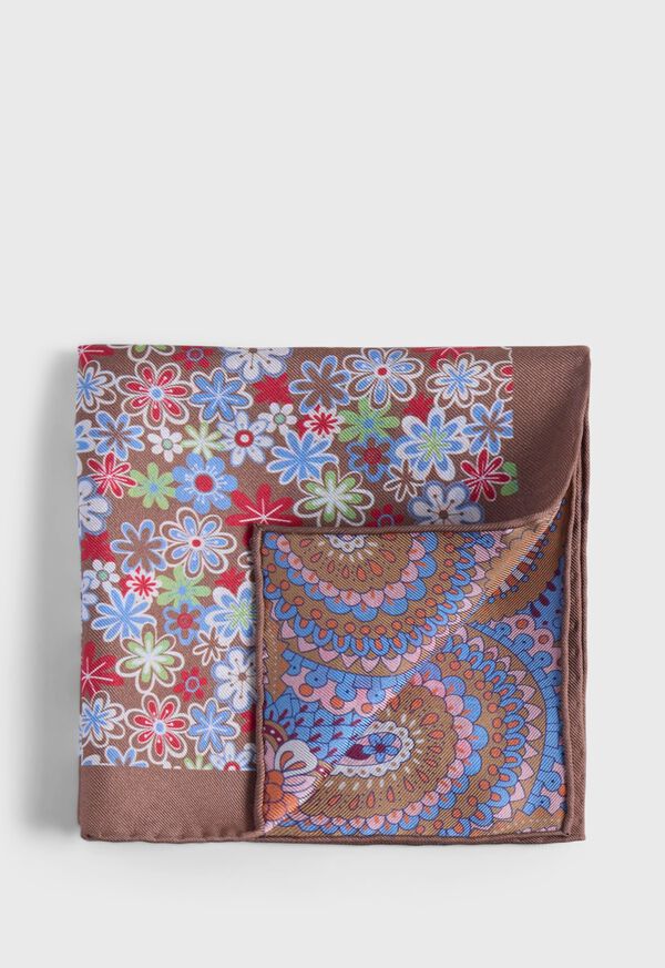 Paul Stuart Printed Silk Tossed Flower Pocket Square, image 1