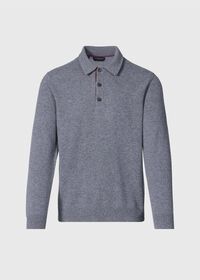 Paul Stuart Cashmere Long Sleeve Polo with Suede, thumbnail 1