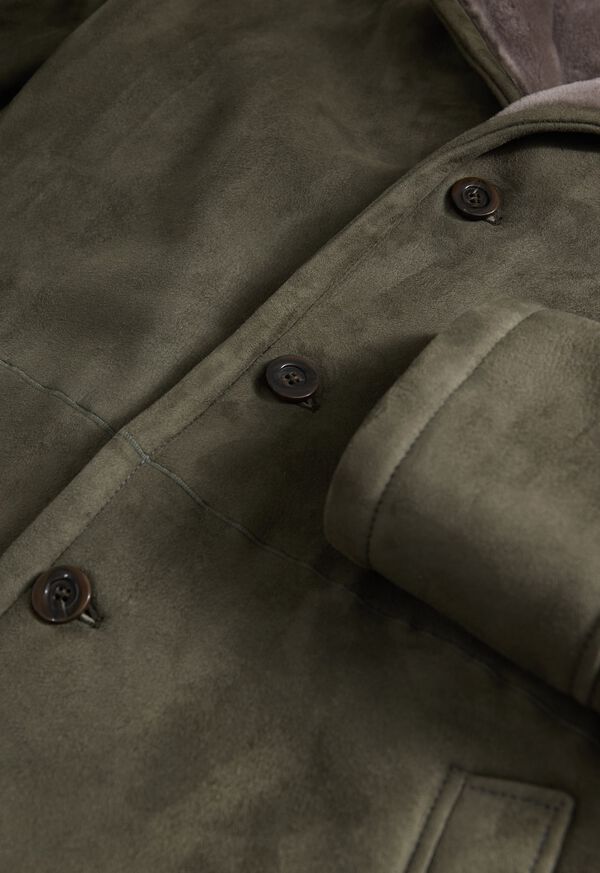 Paul Stuart Modern Suede Coat with Shearling Trim, image 3
