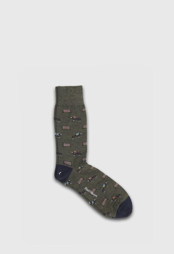 Paul Stuart Racing Horse Motif Wool Sock, image 1
