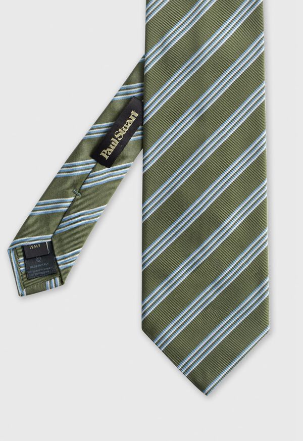 Paul Stuart Woven Silk & Cotton Stripe Tie, image 1