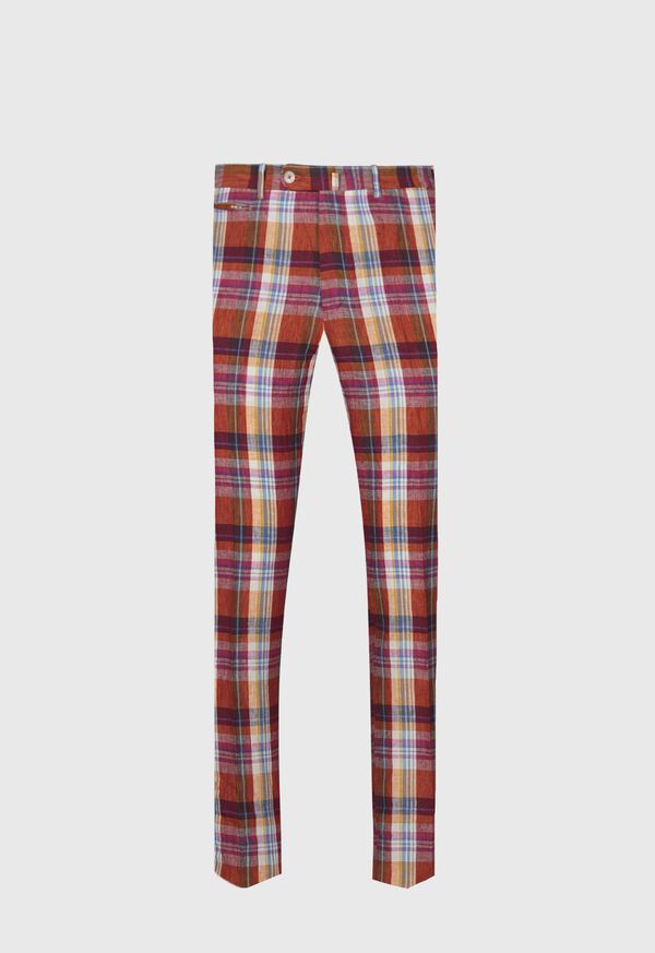 Paul Stuart Linen Plaid Plain Front Dress Trouser, image 1
