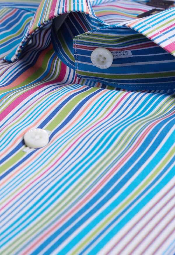 Paul Stuart Cotton Multicolor Stripe Sport Shirt, image 2