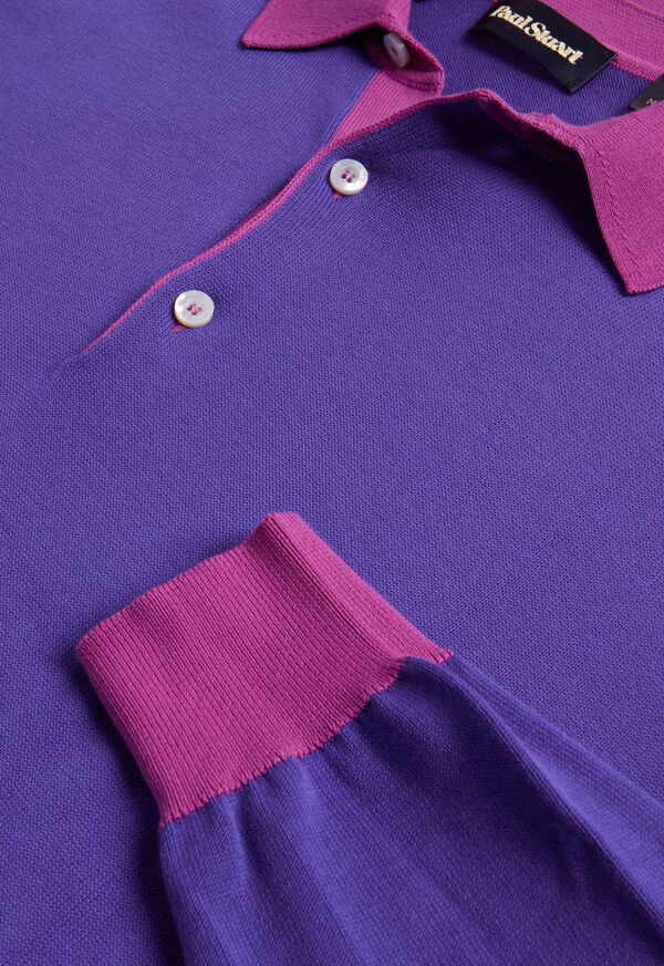 Paul Stuart Cotton Long Sleeve Polo, image 3