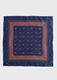Paul Stuart Silk Deco Stripe and Bird Print Pocket Square, thumbnail 2