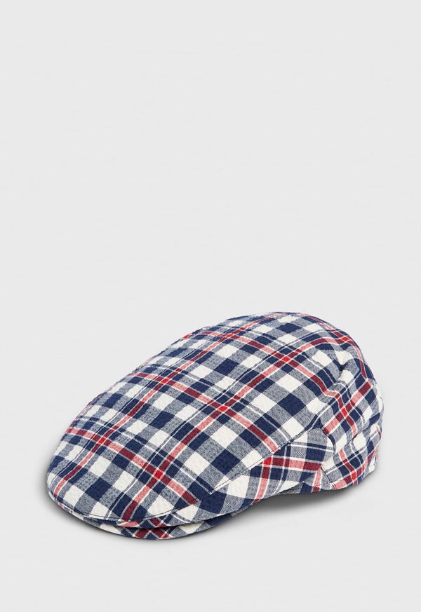 Paul Stuart Linen Check Flat Cap, image 1