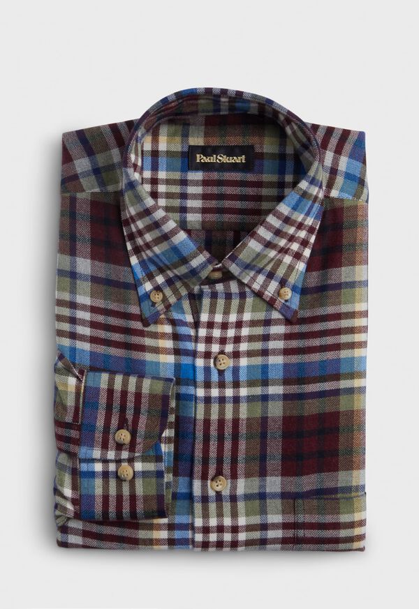 Paul Stuart Cotton Plaid Flannel Sport Shirt