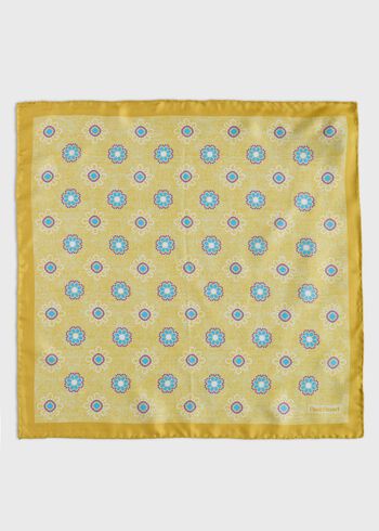 Paul Stuart Printed Silk Medallion Pocket Square