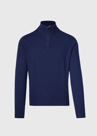 Paul Stuart Quarter Zip Sweater with Suede Trim, thumbnail 1