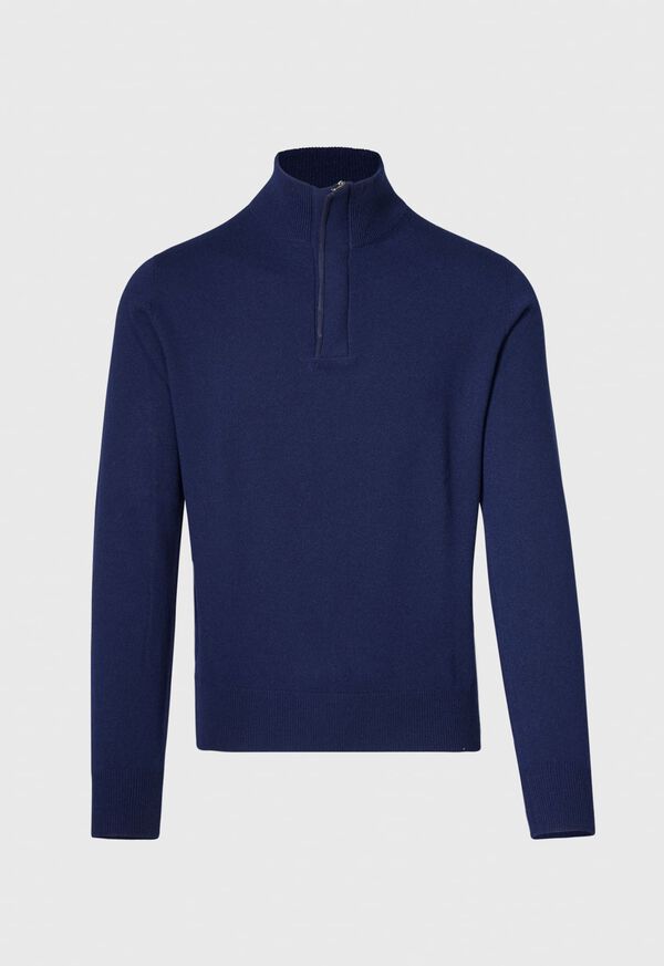 Paul Stuart Quarter Zip Sweater with Suede Trim, image 1