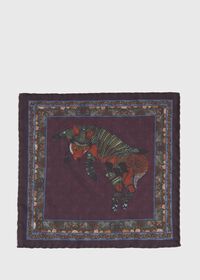 Paul Stuart Armed Fox Print Wool Pocket Square, thumbnail 9