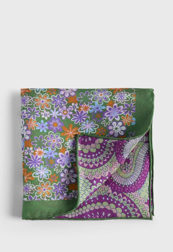 Paul Stuart Printed Silk Tossed Flower Pocket Square, image 1