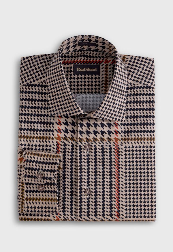Paul Stuart Houndstooth Printed Sport Shirt, image 1
