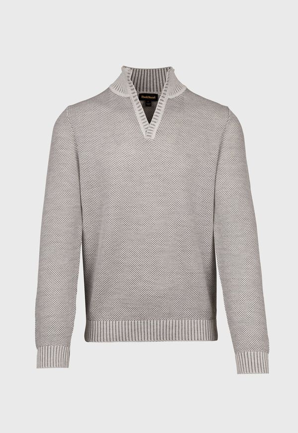 Paul Stuart Merino Wool Open Collar BirdsEye Sweater, image 1