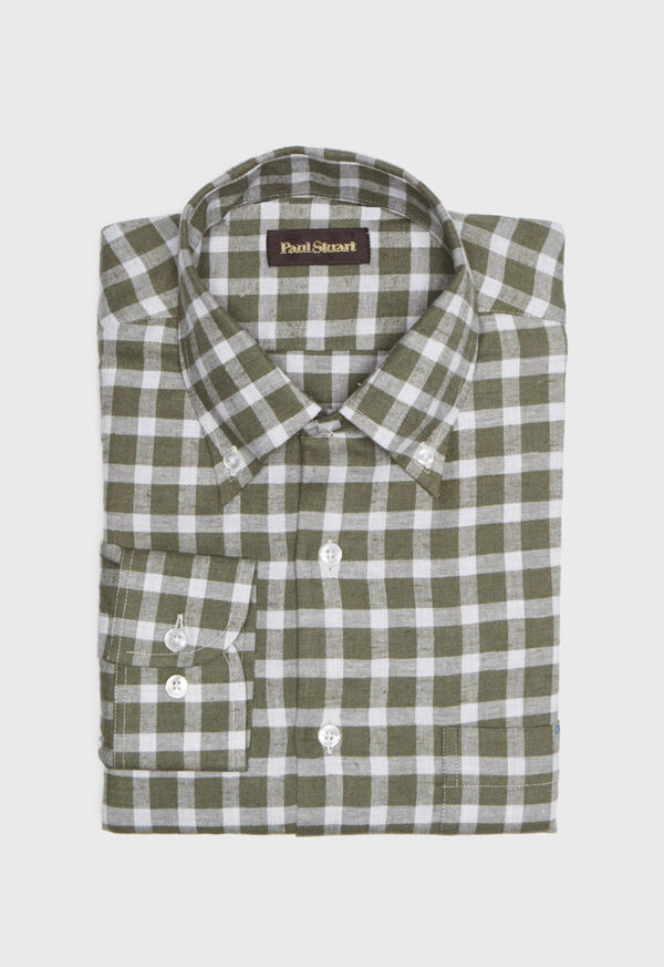 Paul Stuart Cotton and Linen Flannel Oversized Check Sport Shirt, image 1