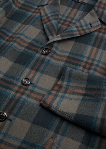 Paul Stuart Taupe Multi Color Plaid Coat