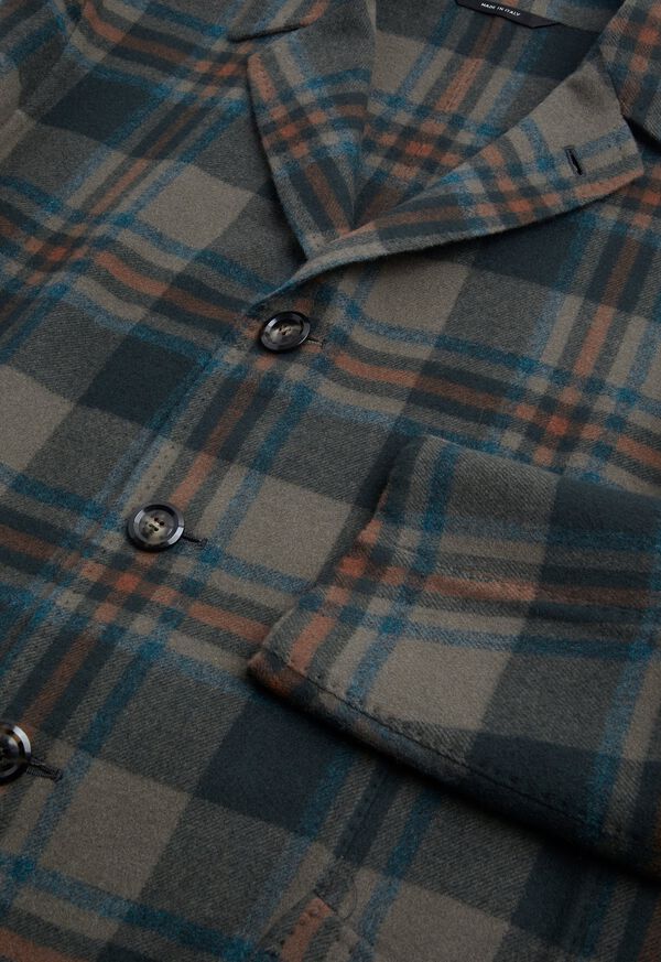 Paul Stuart Taupe Multi Color Plaid Coat, image 2