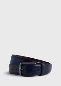 Paul Stuart Hand-painted Leather Belt with Gunmetal Buckle, thumbnail 1