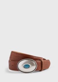 Paul Stuart Bison Belt With Oval Buckle & Stone, thumbnail 1