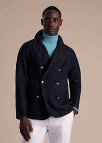Paul Stuart Double Breasted Linen & Cotton Peacoat, thumbnail 2