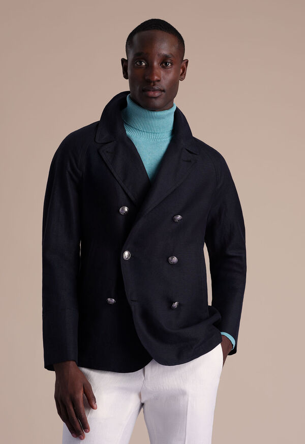 Paul Stuart Double Breasted Linen & Cotton Peacoat, image 2