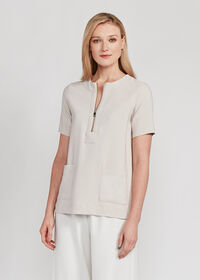 Paul Stuart Zip Front Patch Pocket Blouse, thumbnail 1