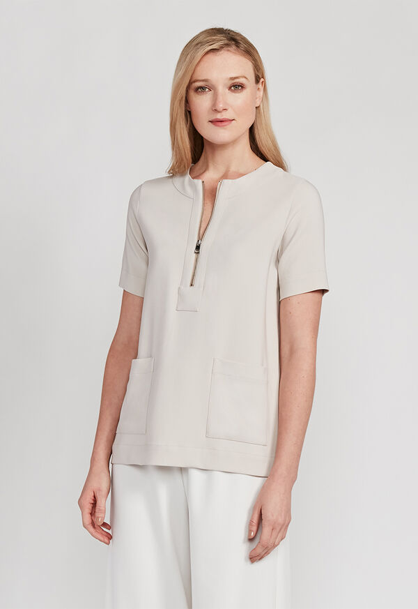 Paul Stuart Zip Front Patch Pocket Blouse, image 1