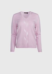 Paul Stuart Center Floral Embroidery V-Neck Sweater, thumbnail 1