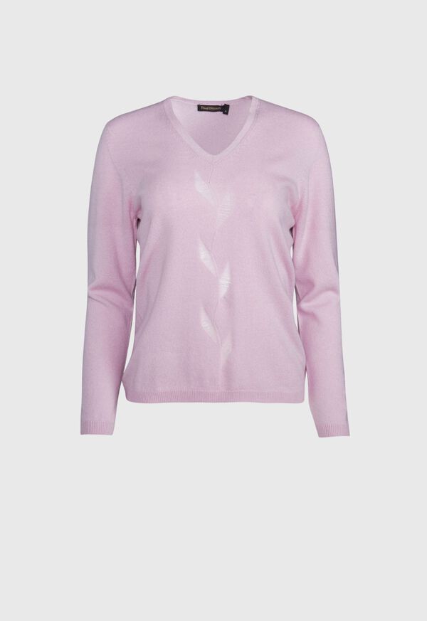 Paul Stuart Center Floral Embroidery V-Neck Sweater, image 1