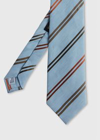 Paul Stuart Woven Silk & Linen Stripe Tie, thumbnail 1