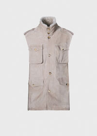 Paul Stuart Suede & Shearling Safari Vest, thumbnail 6