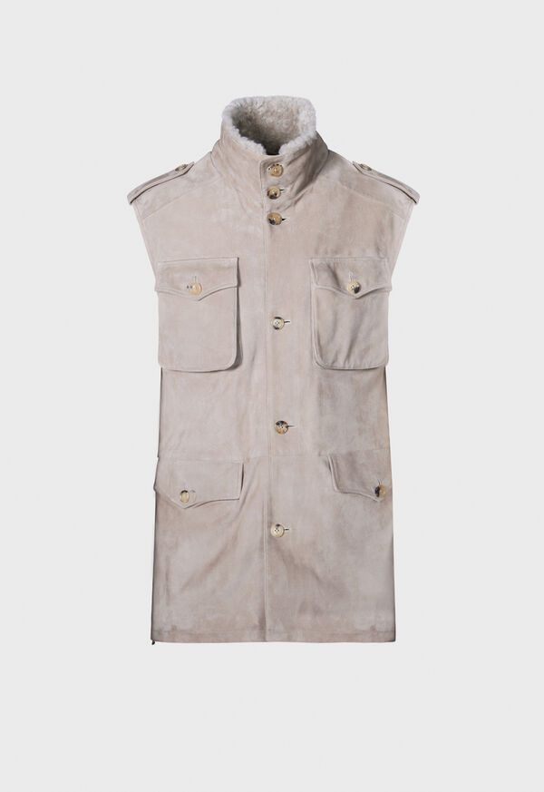 Paul Stuart Suede & Shearling Safari Vest, image 6