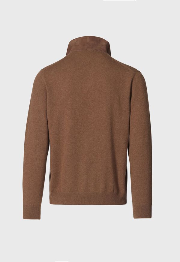 Paul Stuart Cashmere Long Sleeve Polo with Suede, image 5