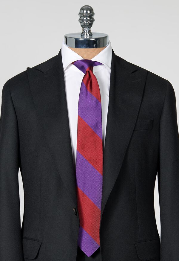 Paul Stuart Two-Tone Woven Silk Striped Tie, image 2