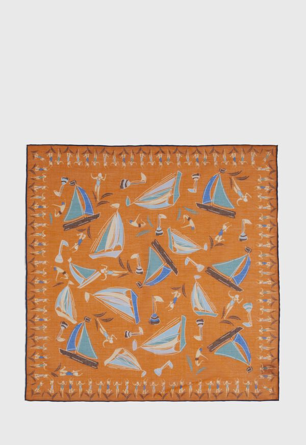 Paul Stuart Vintage Beach Scene Pocket Square, image 3