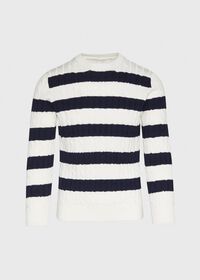 Paul Stuart Cotton Cable & Stripe Crewneck Sweater, thumbnail 1