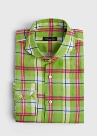 Paul Stuart Lime Green Plaid Shirt, thumbnail 1